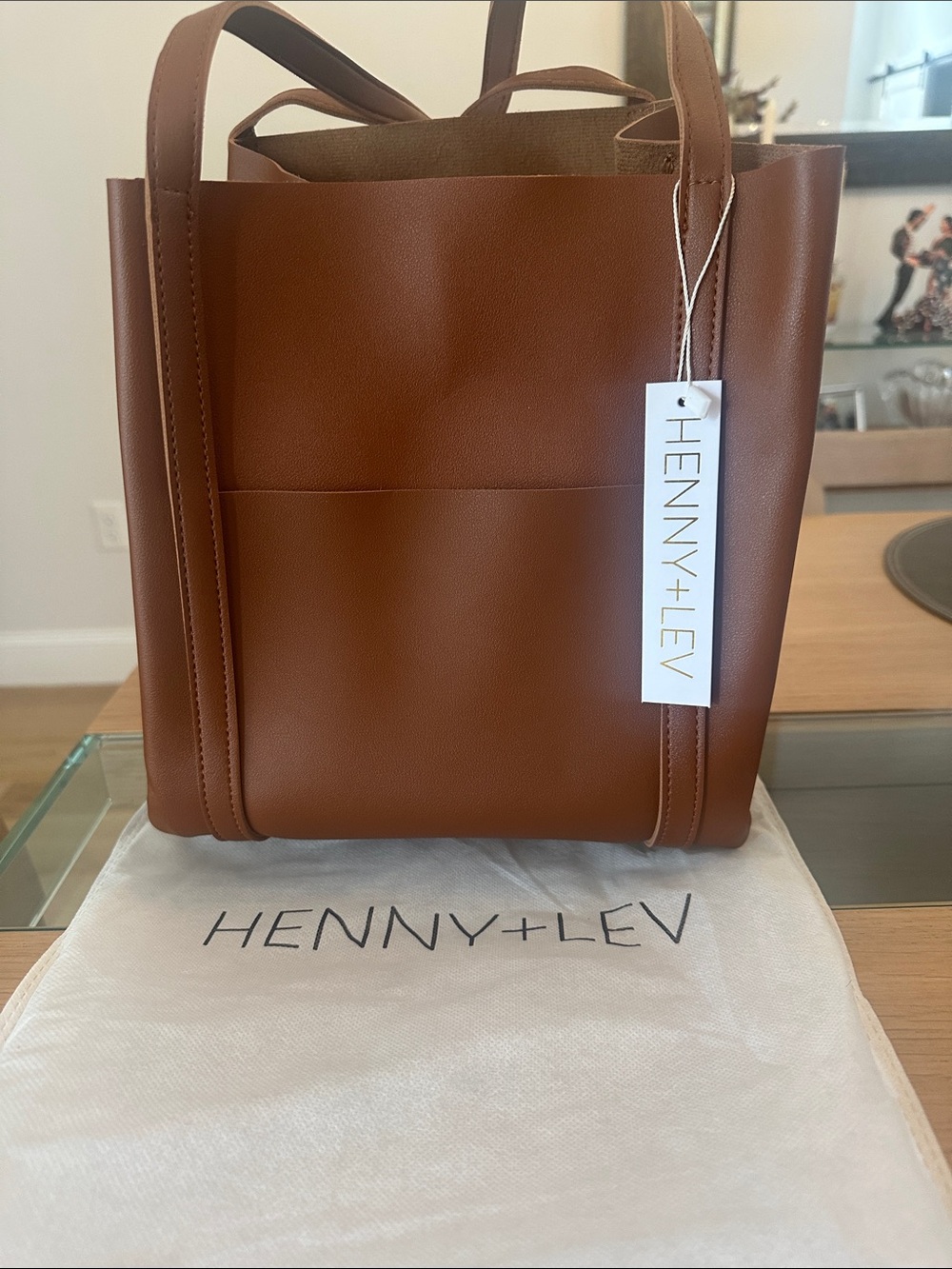 Henny + Lev Tan Leather Tote Bag